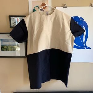NWT Ashley Rowe navy white colorblock dress